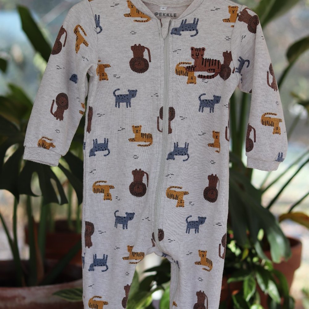 PEKKLE | Animal Print Footie Jumpsuit